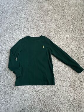 Polo by Ralph Lauren Kids Long-Sleeve Crewneck Shirt - Green with Yellow Pony